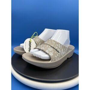 OOFOS Ooahh Limited Slide Womens 8 Brown Nomad Combo Camo Comfort Sandals NEW